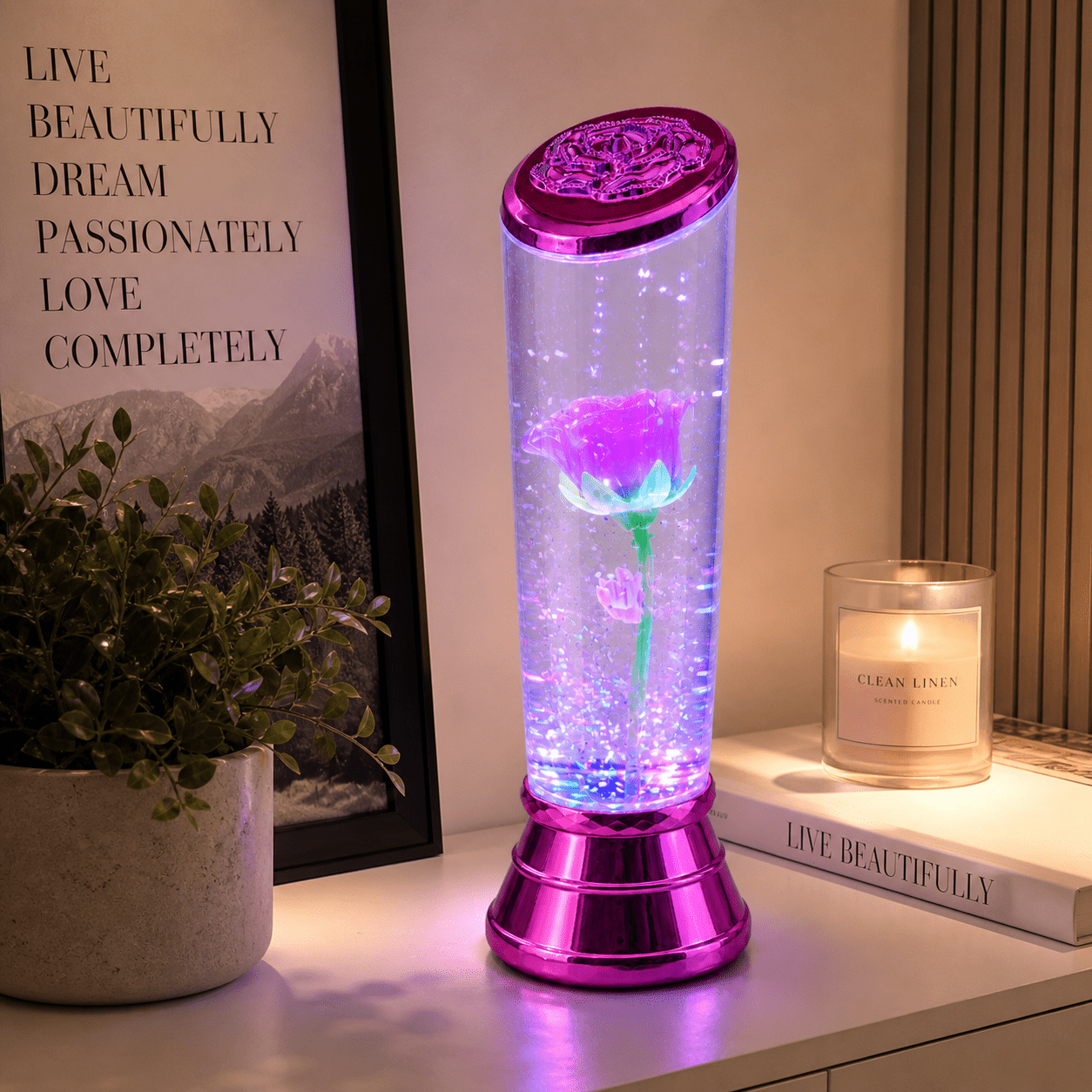 LED Lampa s ružom – – – slika 2