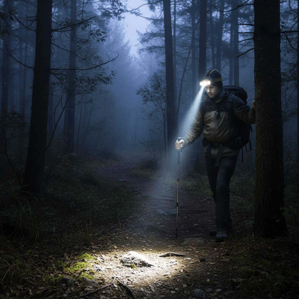 LED Naglavna Lampa sa 3 Moda Svjetla – Outdoor Oprema – Univerzalna Narančasta – slika 2