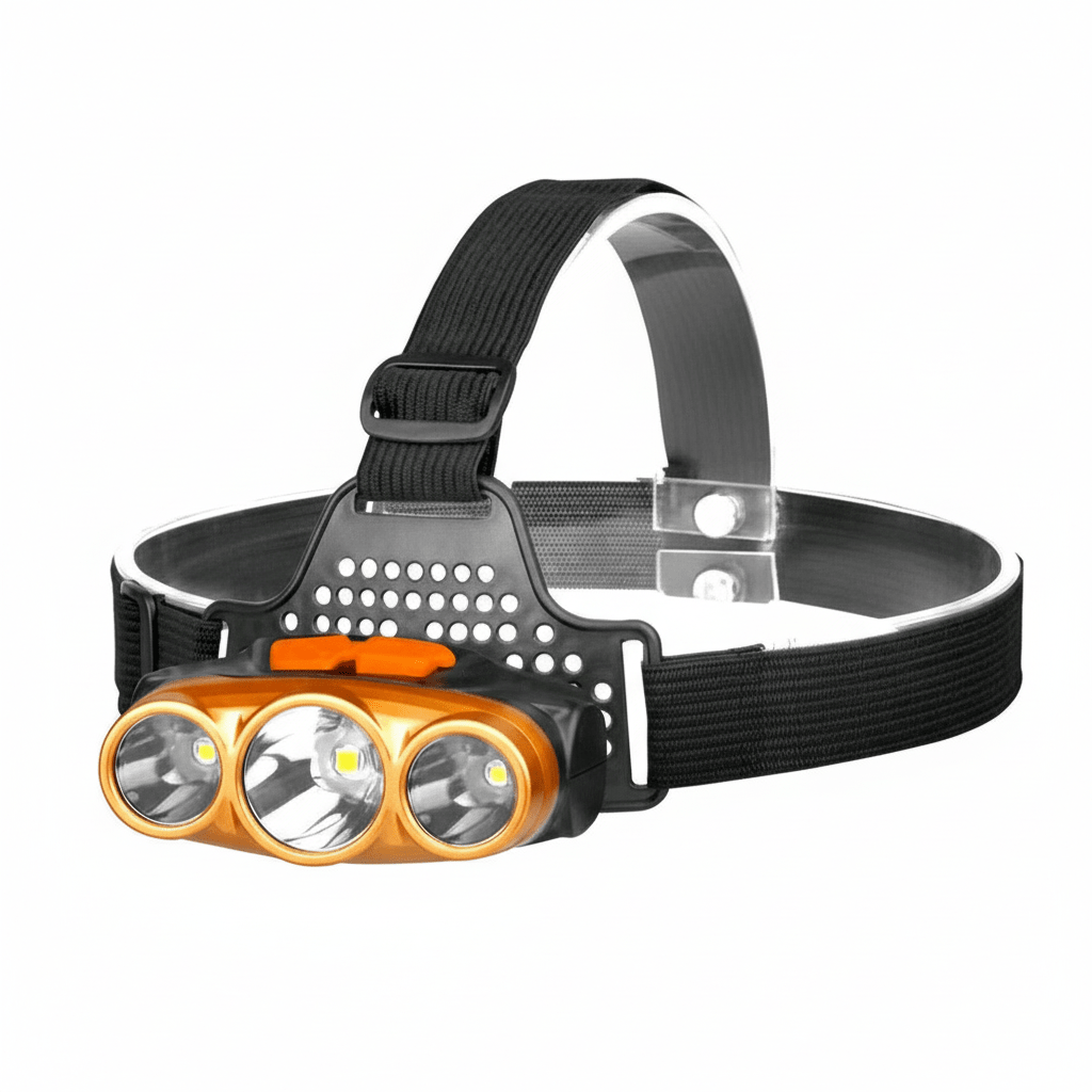 LED Naglavna Lampa sa 3 Moda Svjetla – Outdoor Oprema – Univerzalna Narančasta – slika 1