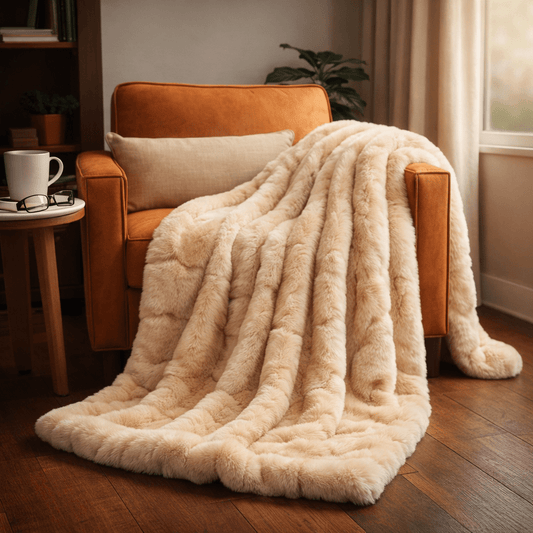 Luksuzna Plišana Deka 200x220cm – – Bež – slika 1