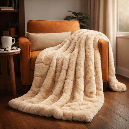 Luksuzna Plišana Deka 200x220cm – – Bež – slika 1