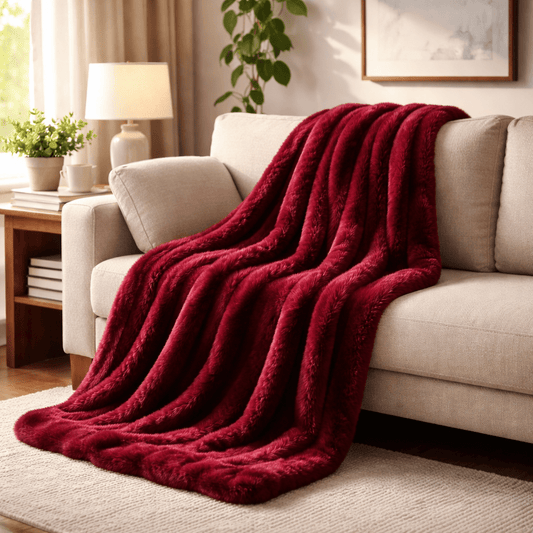 Luksuzna Plišana Deka 200x220cm – – Bordo – slika 2