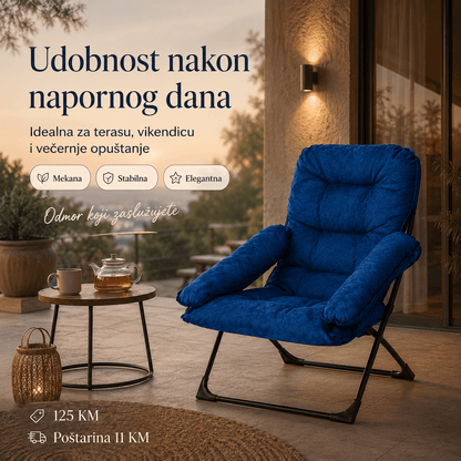 Luksuzna Sklopiva Relax Stolica – – Siva – slika 7