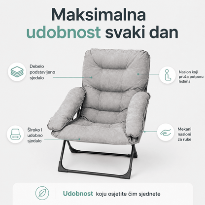 Luksuzna Sklopiva Relax Stolica – – Siva – slika 5