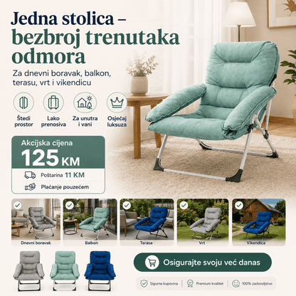 Luksuzna Sklopiva Relax Stolica – – Siva – slika 8