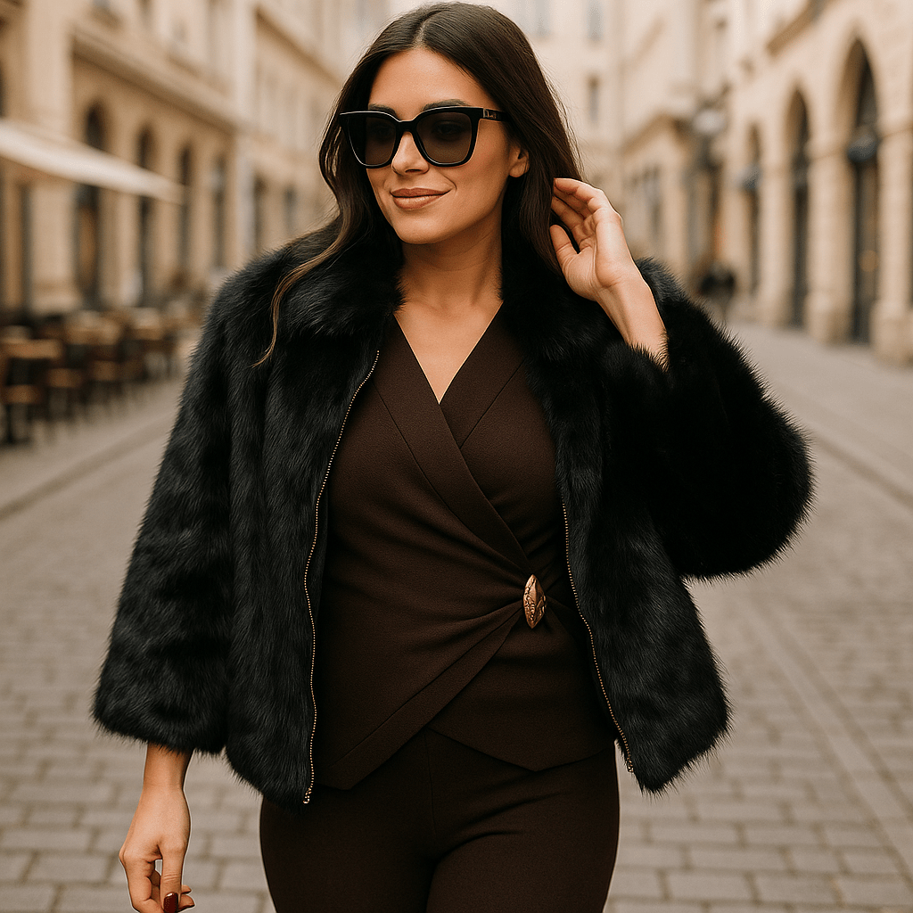 Luksuzna Ženska Bunda od Umjetnog - SAMO KLIKNI