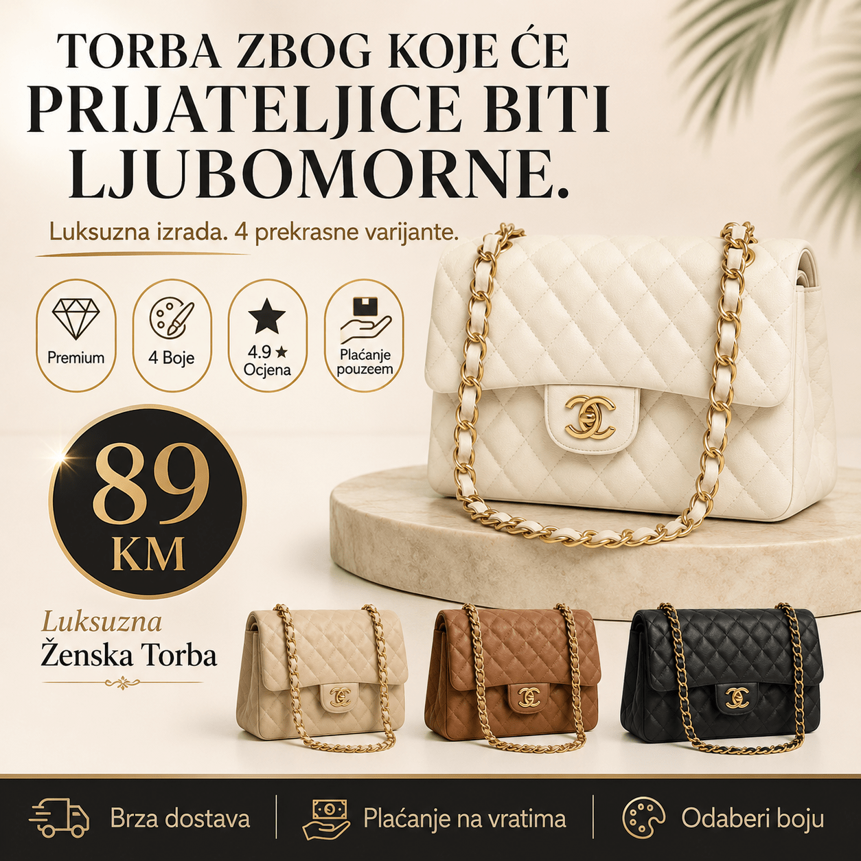 Luksuzna Ženska Torba – Torbe i Novčanici – Bijela – slika 4