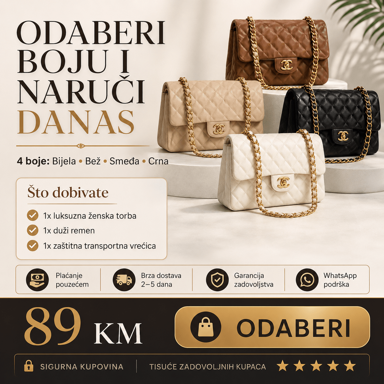 Luksuzna Ženska Torba – Torbe i Novčanici – Bijela – slika 5