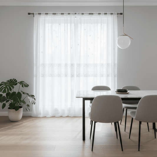 Luksuzni Bijeli Zavjesa Paravan sa Šljokicama i Čipkom – Zavjese – 140 x 240 cm Bijela – slika 1