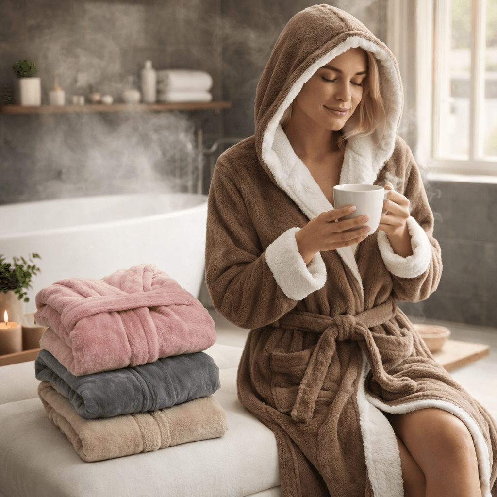 Luksuzni Polar Ogrtač s Kapuljačom – – Roza 2XL – slika 6