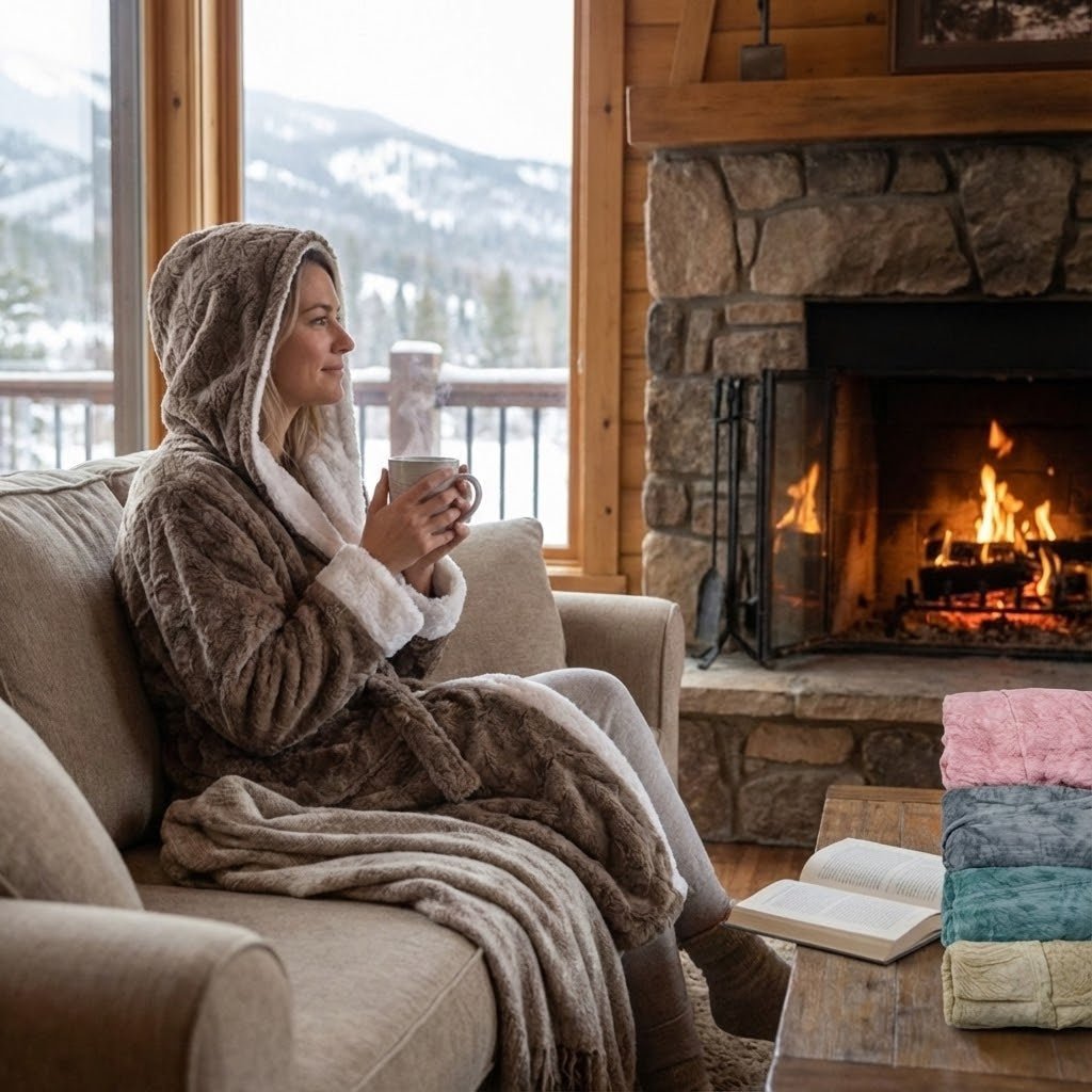 Luksuzni Polar Ogrtač s Kapuljačom – – Roza 2XL – slika 7