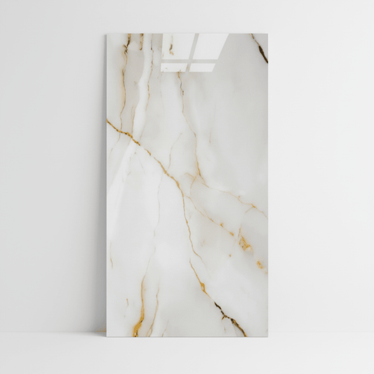 Luksuzni Zidni Panel Mramorni Uzorak 60x120 cm - Bijelo Zlatni Visoki Sjaj – Zidni Panel – 60x120 cm – slika 1
