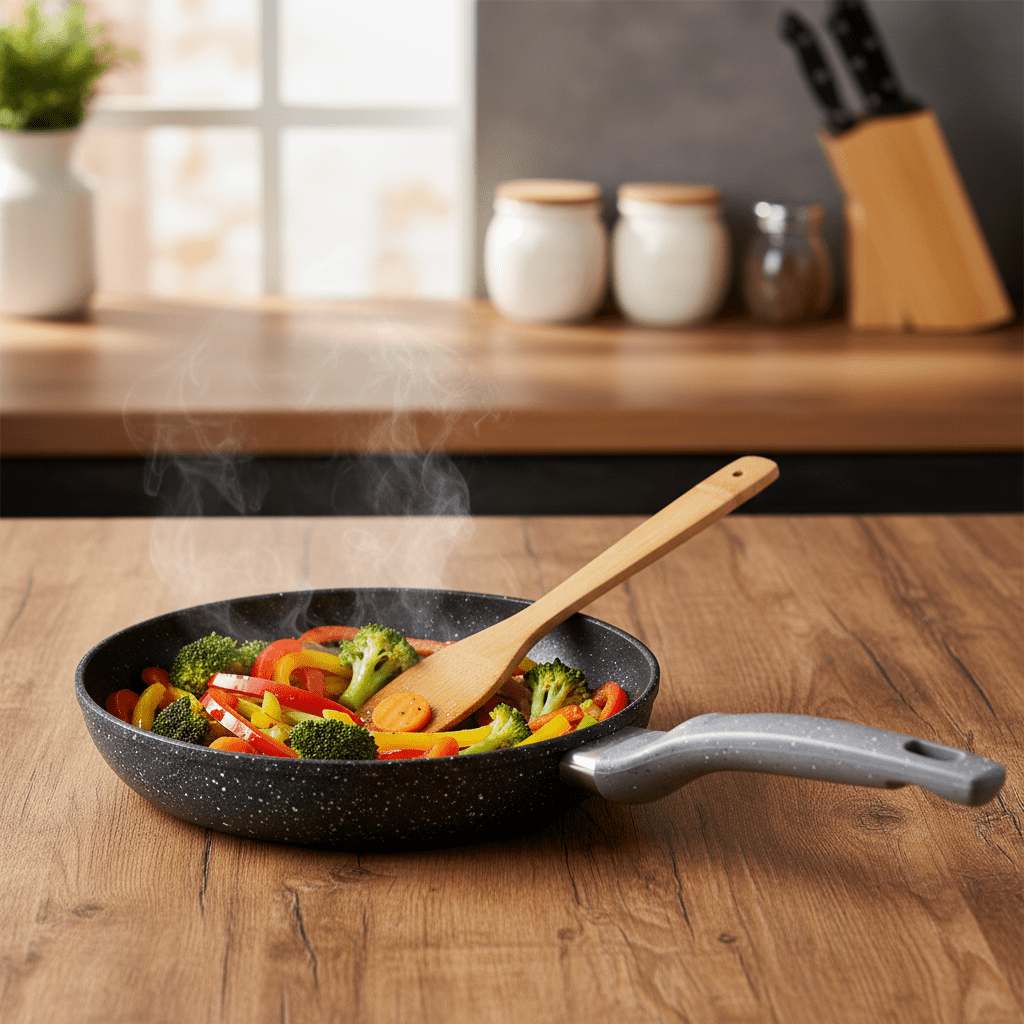 Maifanshi Neprijanjajuća Tava 24cm - Granitni Premaz – Kuhinjski pribor – 24cm Crna – slika 3