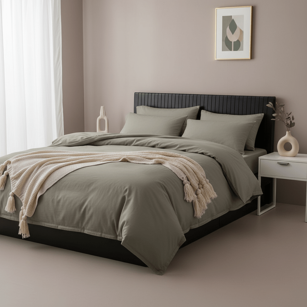 Maxgo Home Luksuzni Set Posteljine 4u1 - Više Boja – Set posteljine – Zeleno - siva – slika 4