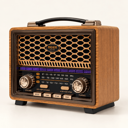 MEIER M-2015BT retro radio s LED trakom – Kratkovalni radio prijemnici – – slika 1
