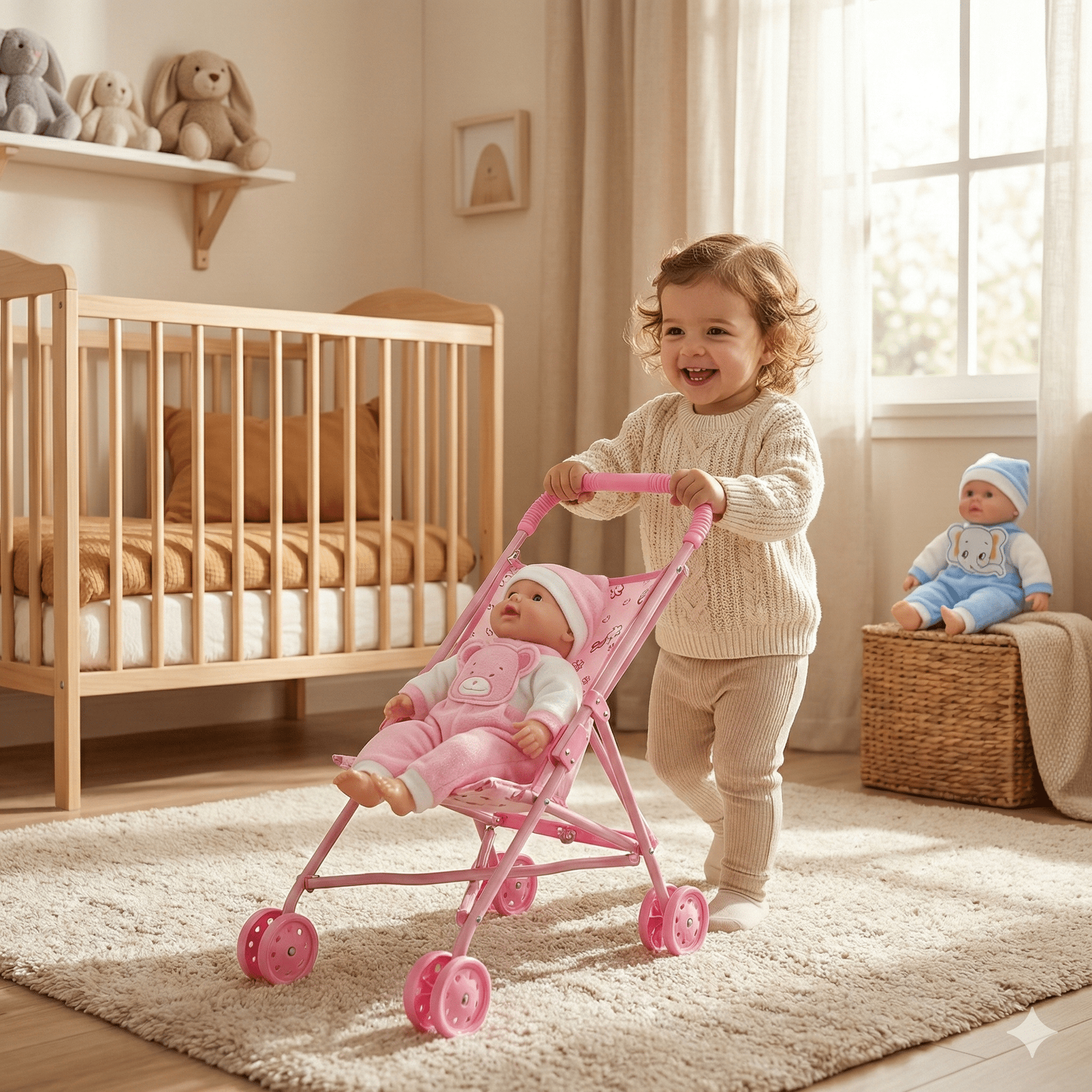 Metalna kolica za lutke + bebica – – – slika 1