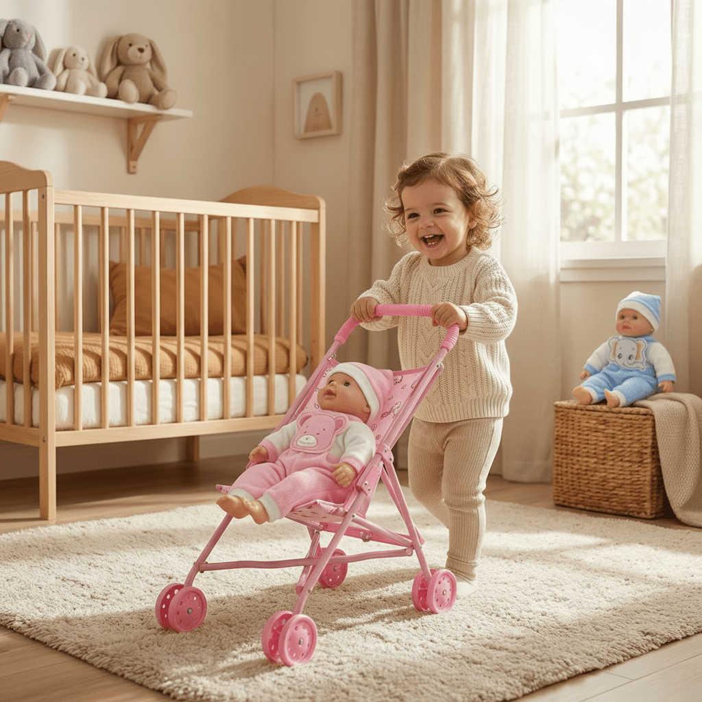 Metalna kolica za lutke + bebica – – – slika 4