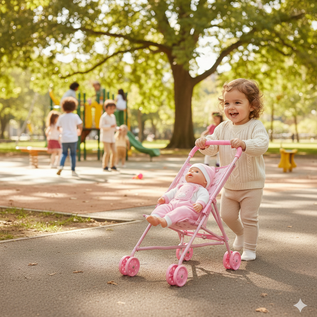 Metalna kolica za lutke + bebica – – – slika 3