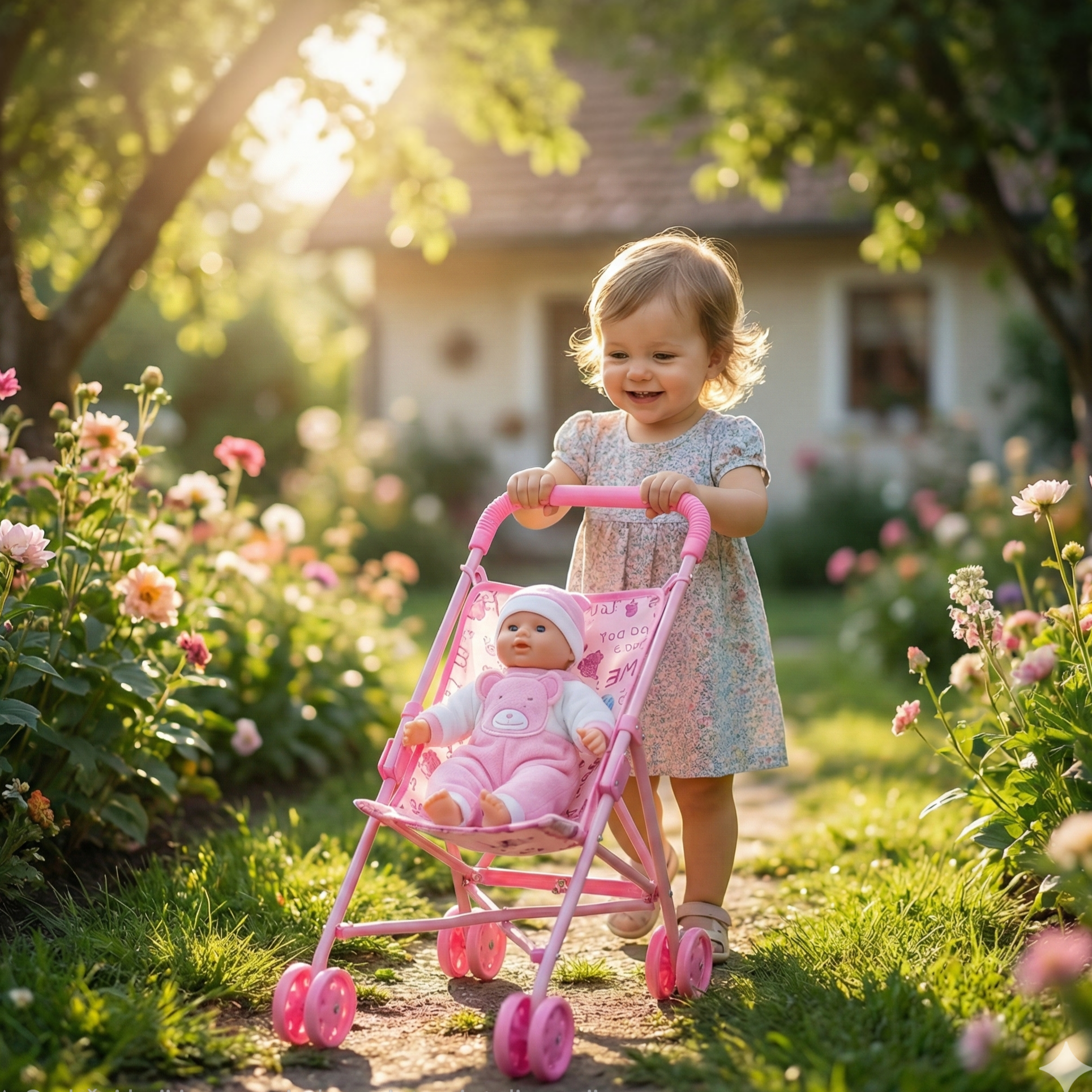 Metalna kolica za lutke + bebica – – – slika 2