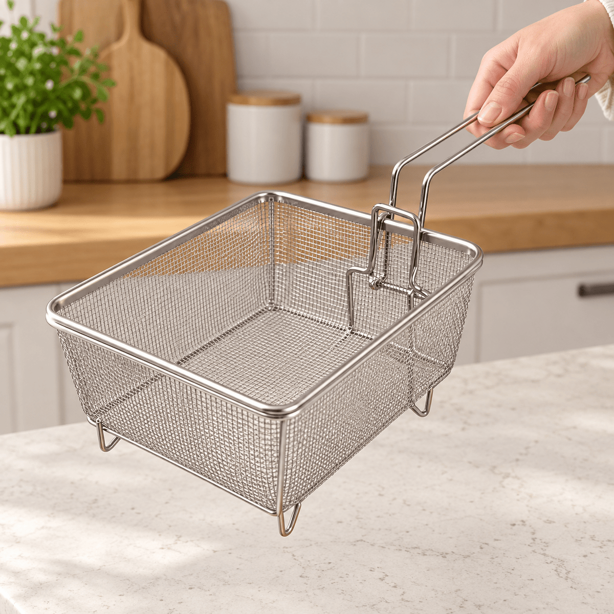 Metalna korpa za prženje 20 cm – Korpe za prženje – Pravougaona – slika 3