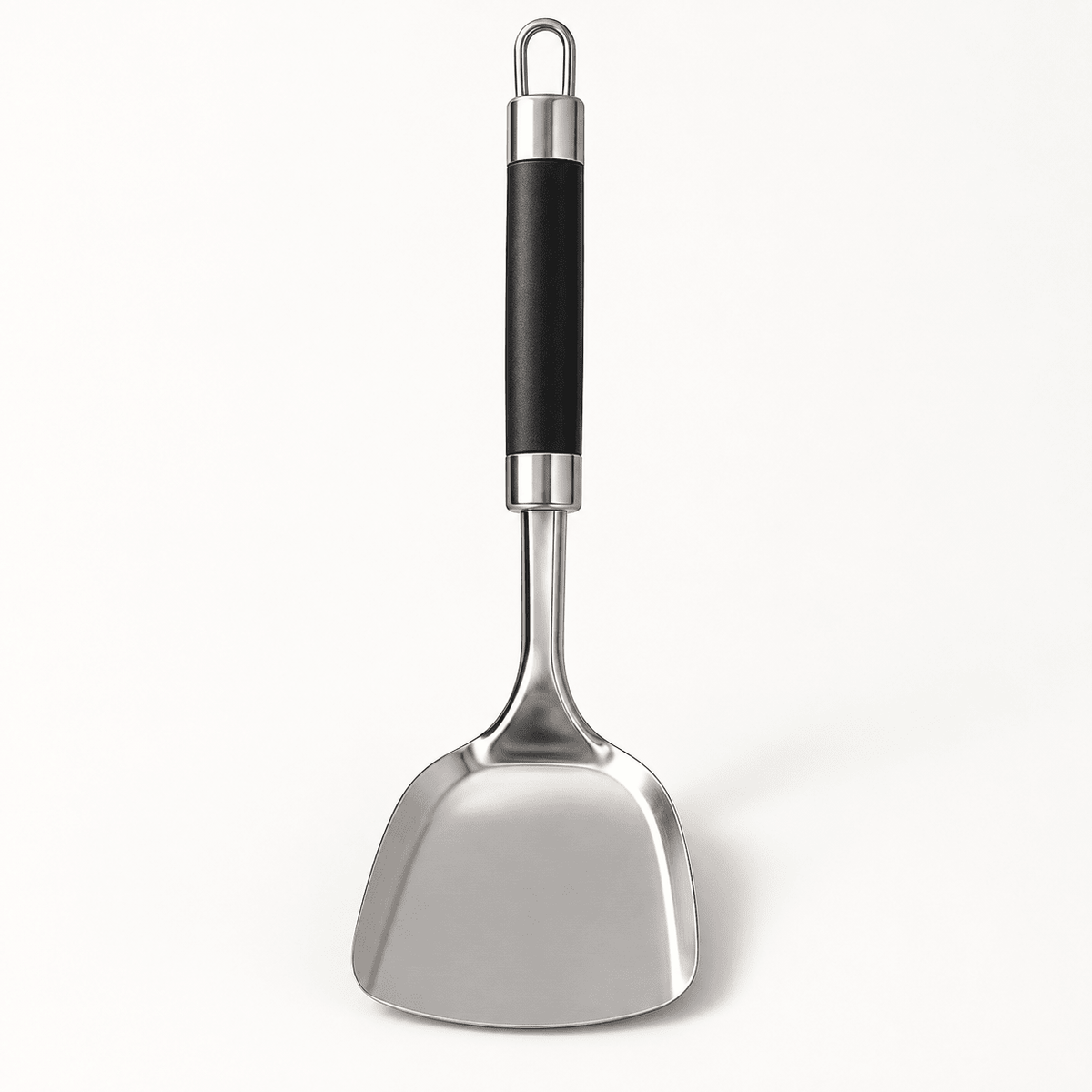 Metalna kuhinjska lopatica s crnom drškom – 29 cm – Metalne kuhinjske lopatice – – slika 1