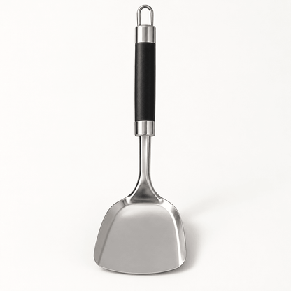 Metalna kuhinjska lopatica s crnom drškom – 29 cm – Metalne kuhinjske lopatice – – slika 1