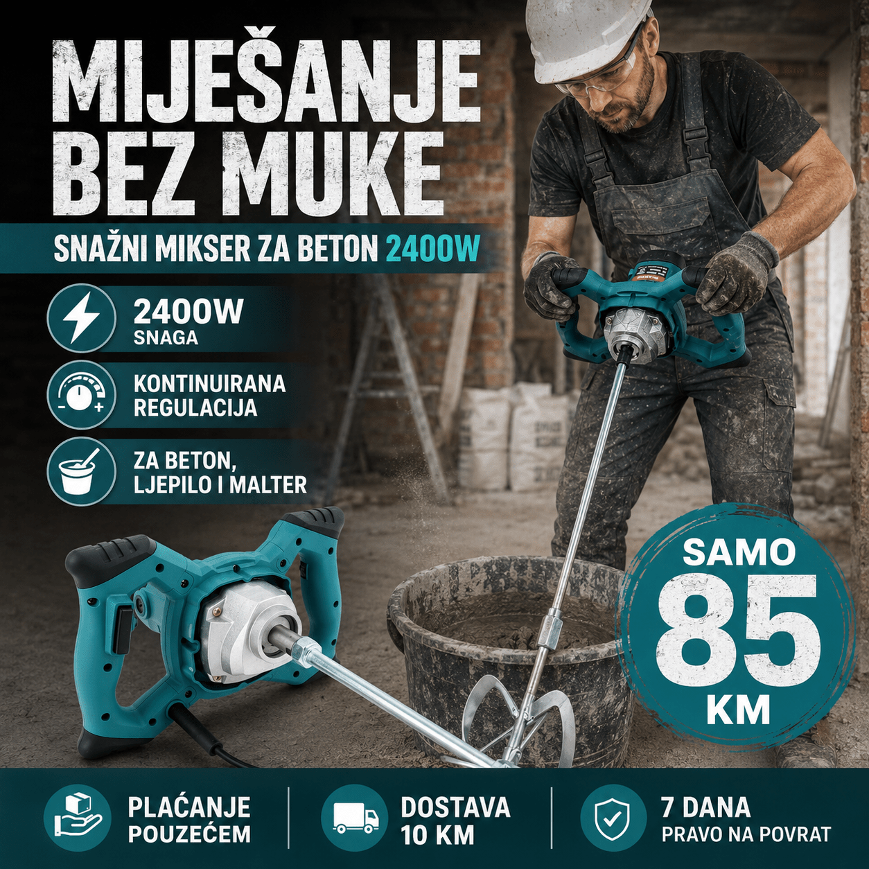 Mikser za Beton 2400W – – – slika 3