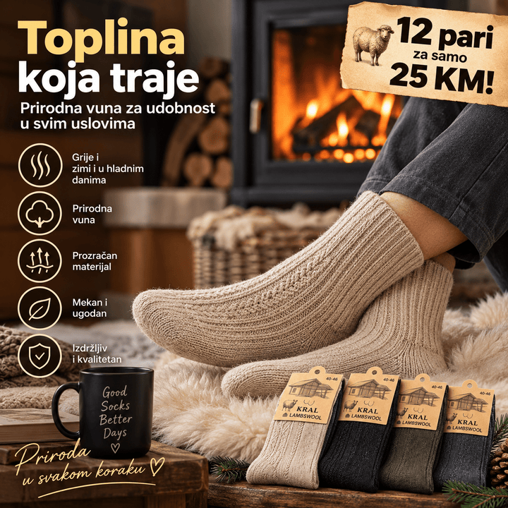 Mirisne Merino Vunene Čarape (12 pari)