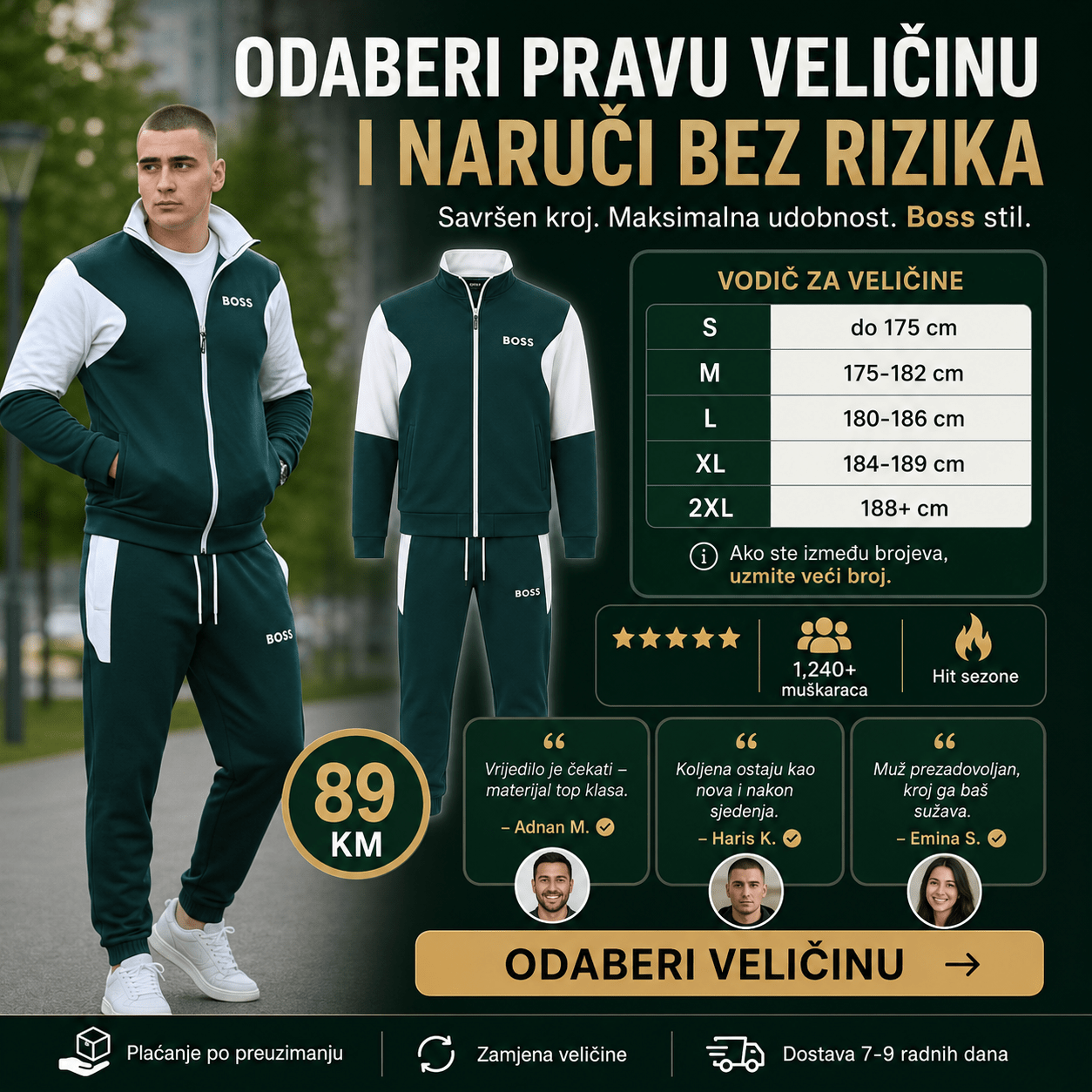 Moderna Muška Trenerka u Zelenoj i Bijeloj Boji – Muška odjeća – S – slika 5
