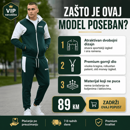Moderna Muška Trenerka u Zelenoj i Bijeloj Boji – Muška odjeća – S – slika 2