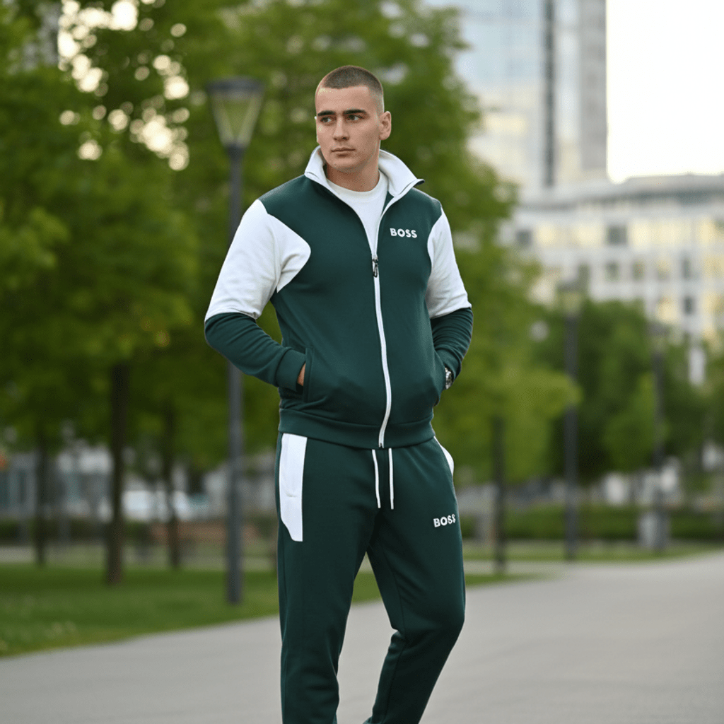 Moderna Muška Trenerka u Zelenoj i Bijeloj Boji – Muška odjeća – S – slika 1