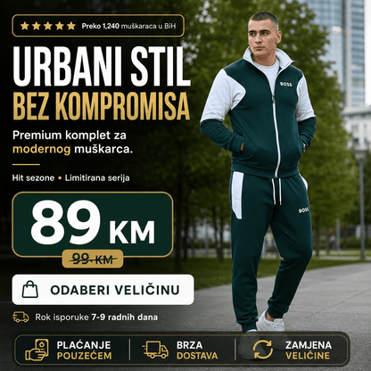 Moderna Muška Trenerka u Zelenoj i Bijeloj Boji – Muška odjeća – S – slika 1