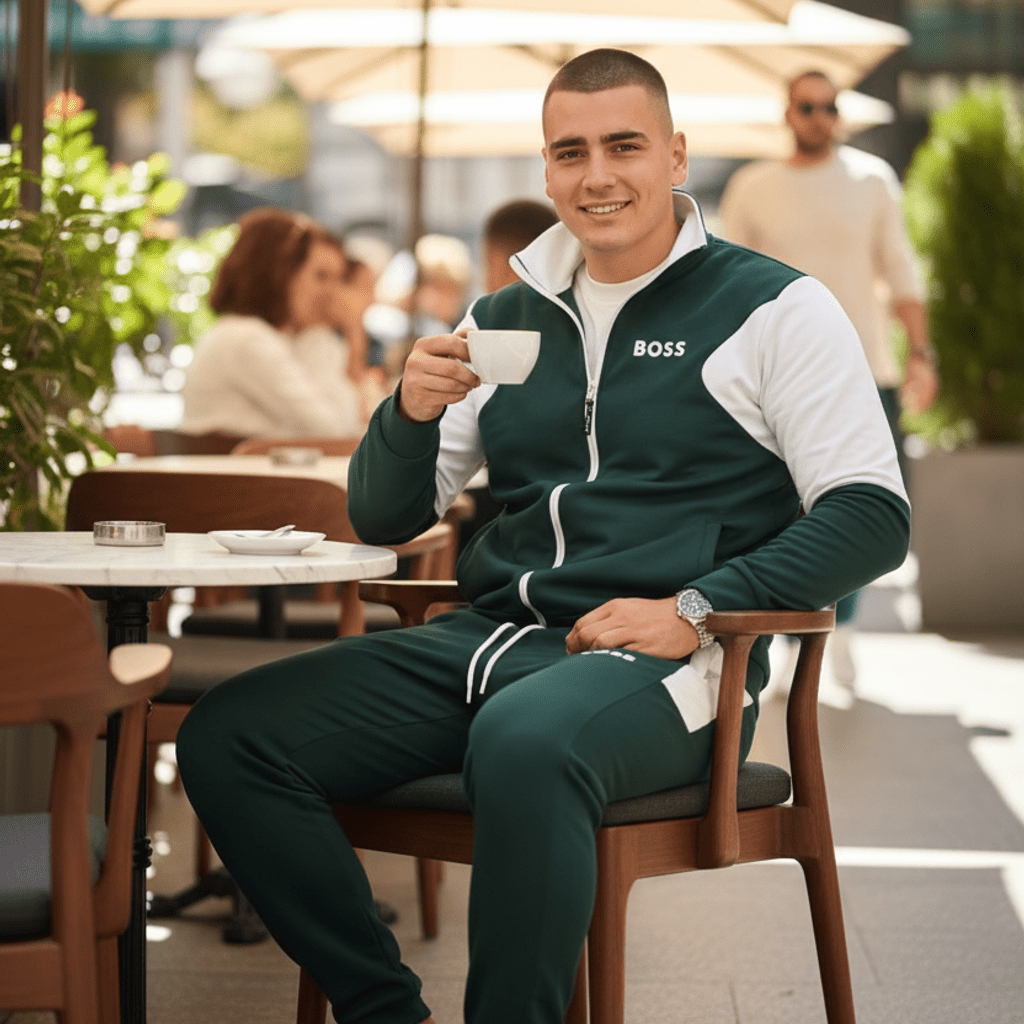 Moderna Muška Trenerka u Zelenoj i Bijeloj Boji – Muška odjeća – S – slika 2