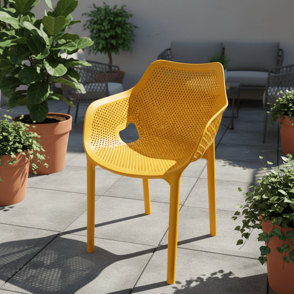 Moderna Perforirana Vrtna Stolica – Vrtna stolica – Žuta – slika 2