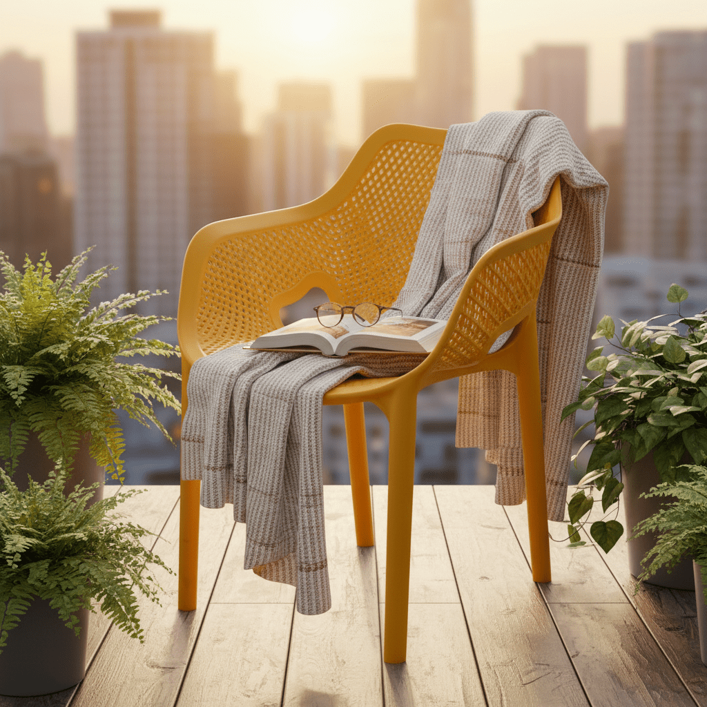 Moderna Perforirana Vrtna Stolica – Vrtna stolica – Žuta – slika 5