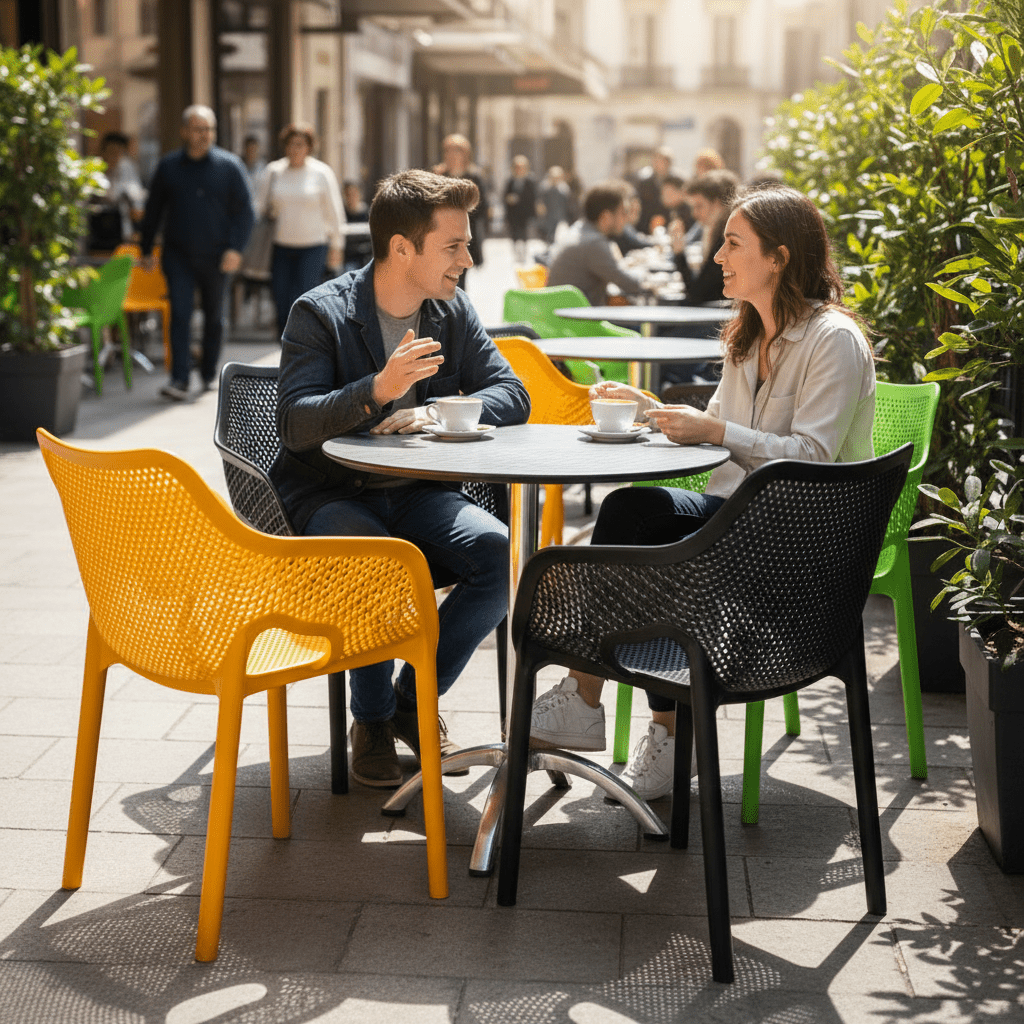 Moderna Perforirana Vrtna Stolica – Vrtna stolica – Žuta – slika 3