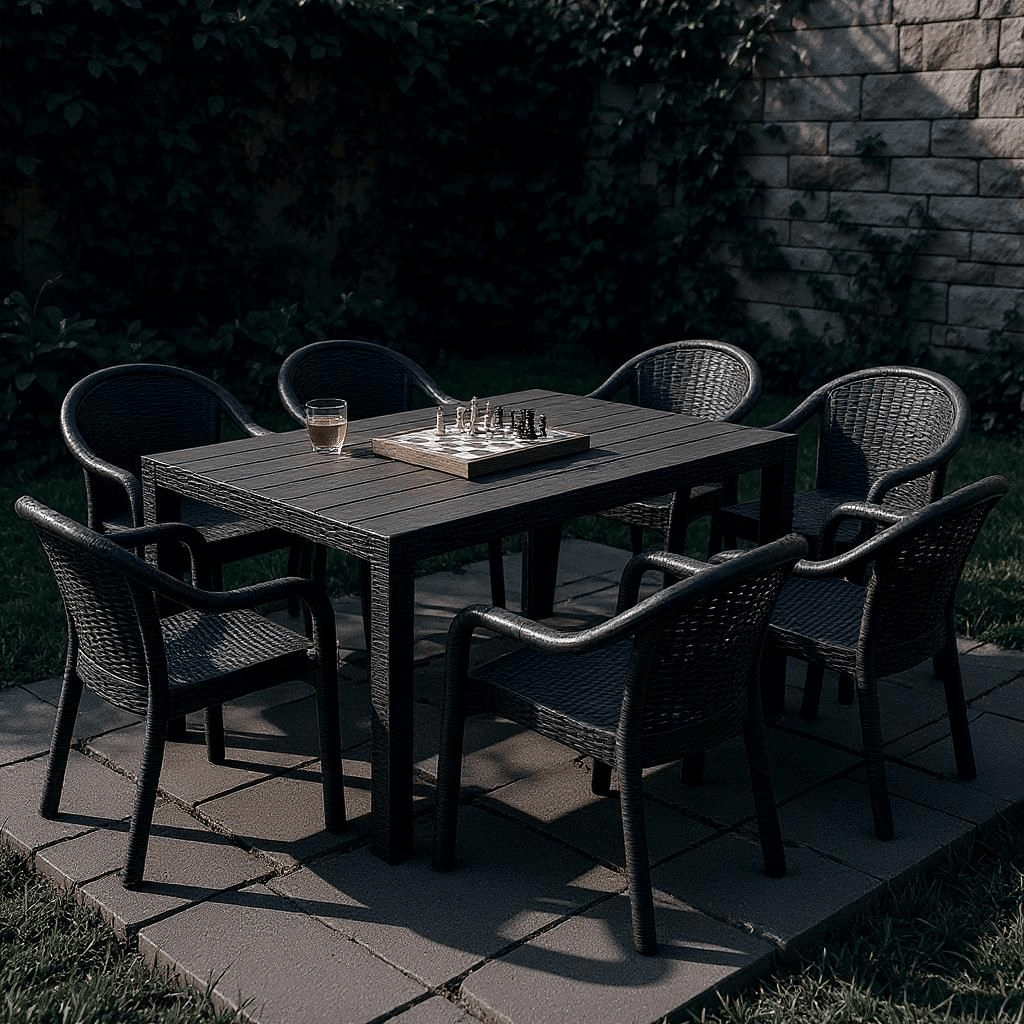 Moderna Vrtna Garnitura Ratan Stol + 6 Stolica – – Crna – slika 9
