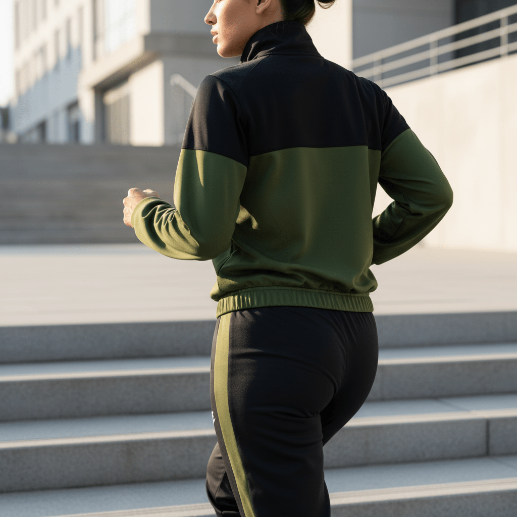 Moderna Ženska Trenerka – Ženska sportska odjeća – S Maslinasto Zelena/Crna – slika 2