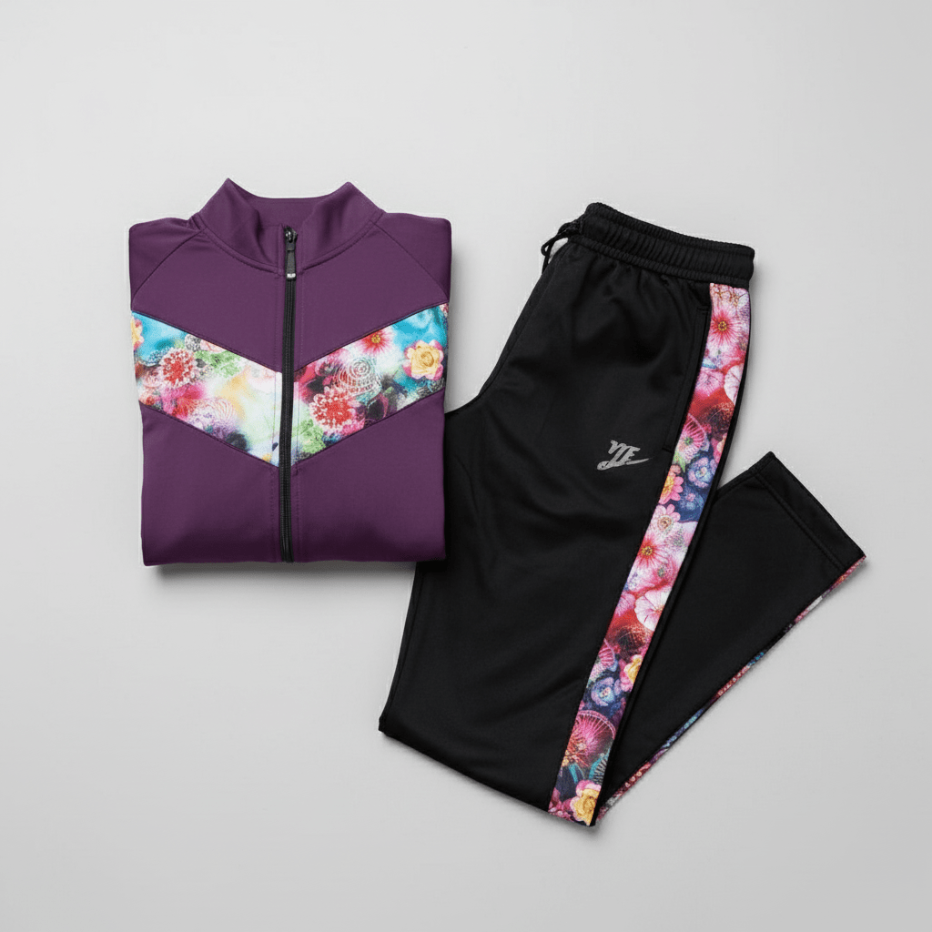 Moderna Ženska Trenerka sa Šarenim Cvjetnim Printom – Trenerka – M Ljubičasta/Šareni print – slika 3