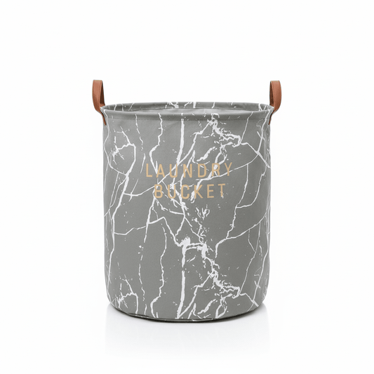 Mramorna Korpa za Veš sa Ručkama - 40x40x50cm – Organizacija doma – 40x40x50cm Siva – slika 1