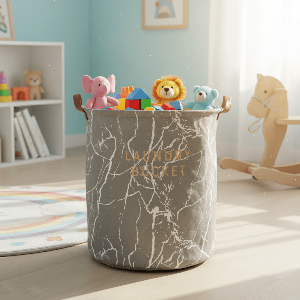 Mramorna Korpa za Veš sa Ručkama - 40x40x50cm – Organizacija doma – 40x40x50cm Crna – slika 4