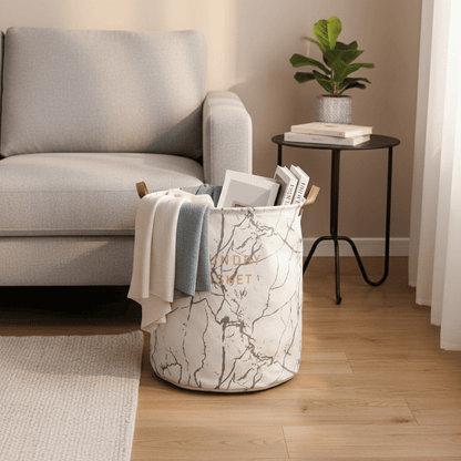 Mramorna Korpa za Veš sa Ručkama - 40x40x50cm – Organizacija doma – 40x40x50cm Crna – slika 5