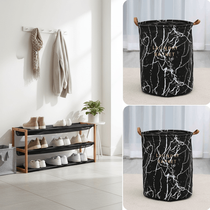 Mramorna Korpa za Veš sa Ručkama - 40x40x50cm – Organizacija doma – 40x40x50cm Crna – slika 6