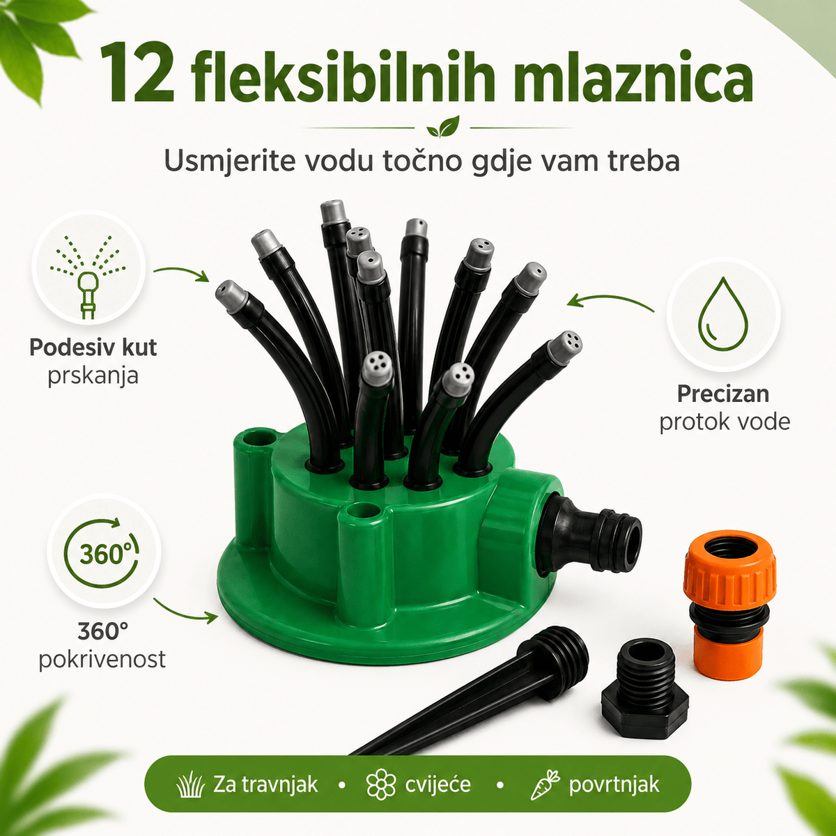 Multifunkcionalna 360° Prskalica za Zalijevanje Vrtova – Uređenje Bašte i Dvorišta – – slika 8