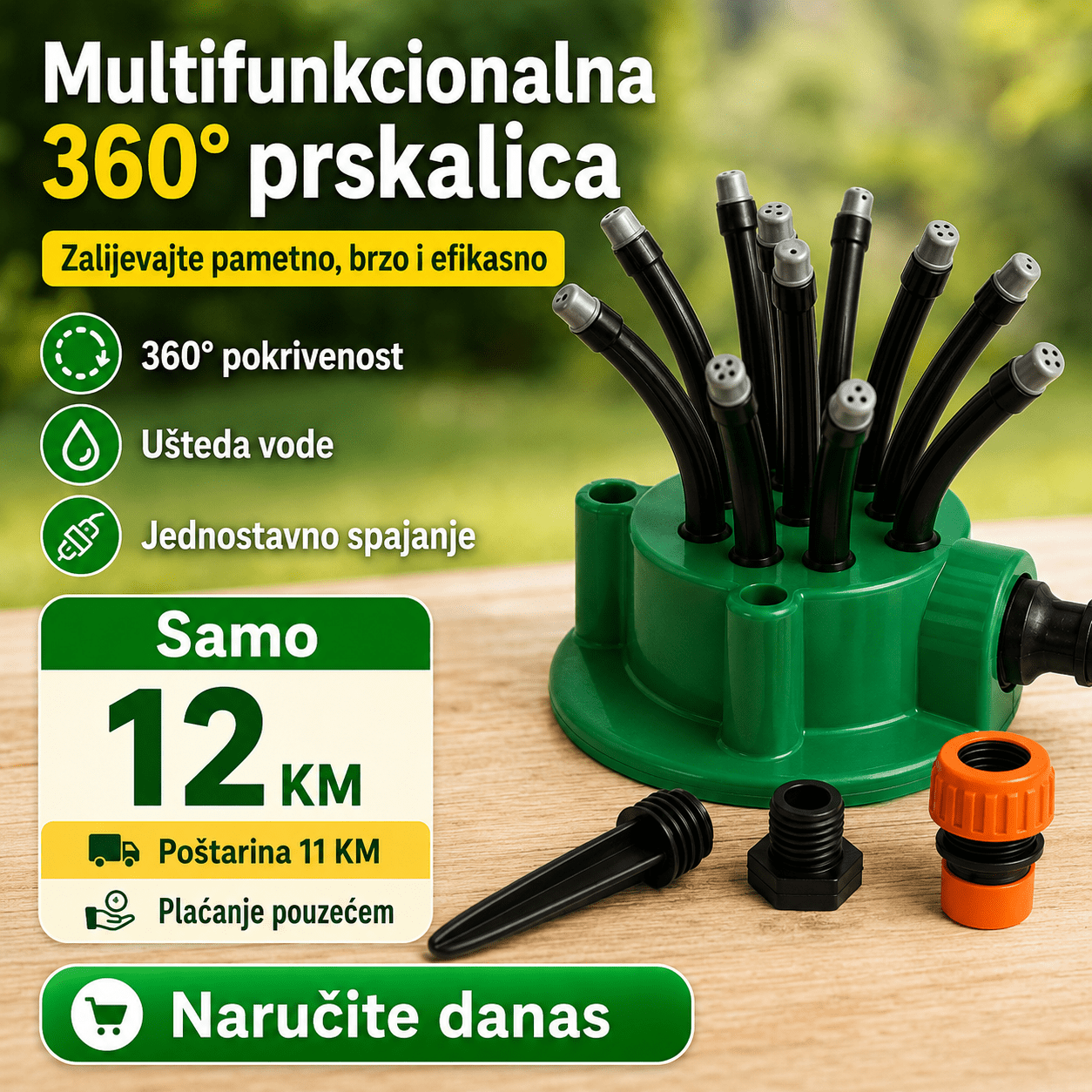 Multifunkcionalna 360° Prskalica za Zalijevanje Vrtova – Uređenje Bašte i Dvorišta – – slika 7