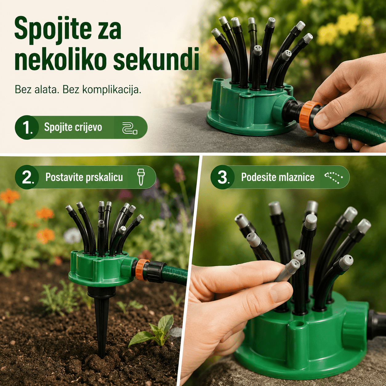 Multifunkcionalna 360° Prskalica za Zalijevanje Vrtova – Uređenje Bašte i Dvorišta – – slika 5
