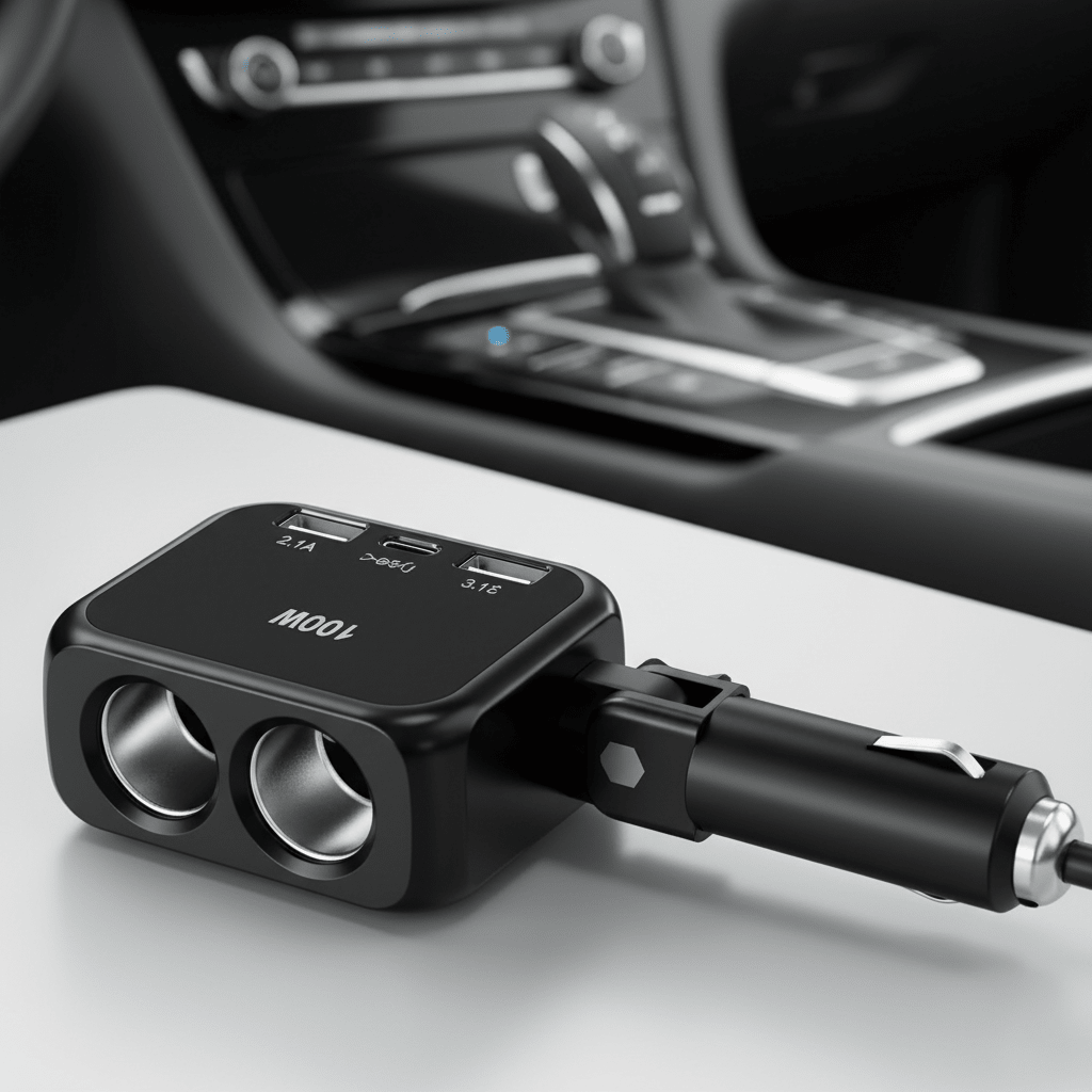 Multifunkcionalni Auto Adapter 100W sa 2 Utičnice i USB Portovima – Auto oprema – Crna – slika 4
