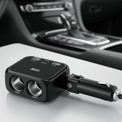 Multifunkcionalni Auto Adapter 100W sa 2 Utičnice i USB Portovima – Auto oprema – Crna – slika 4
