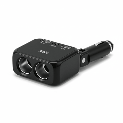 Multifunkcionalni Auto Adapter 100W sa 2 Utičnice i USB Portovima – Auto oprema – Crna – slika 1
