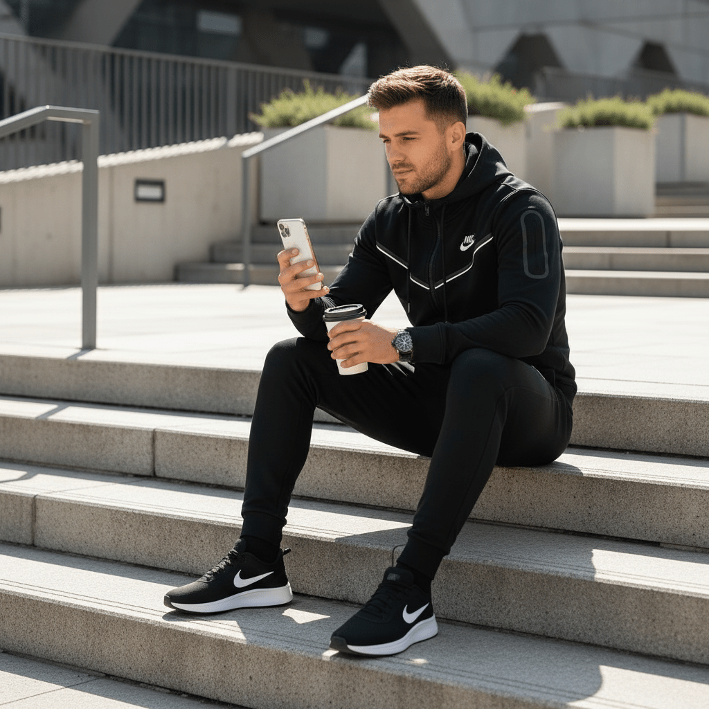 Muška Crna Sportska Trenerka – – S – slika 4